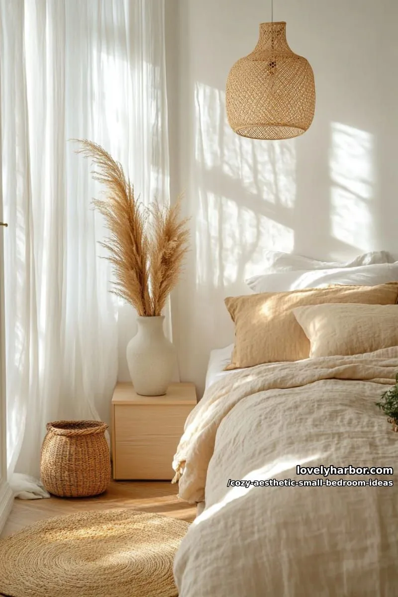 rattan pendant lamp casting warm golden shadows around room 1