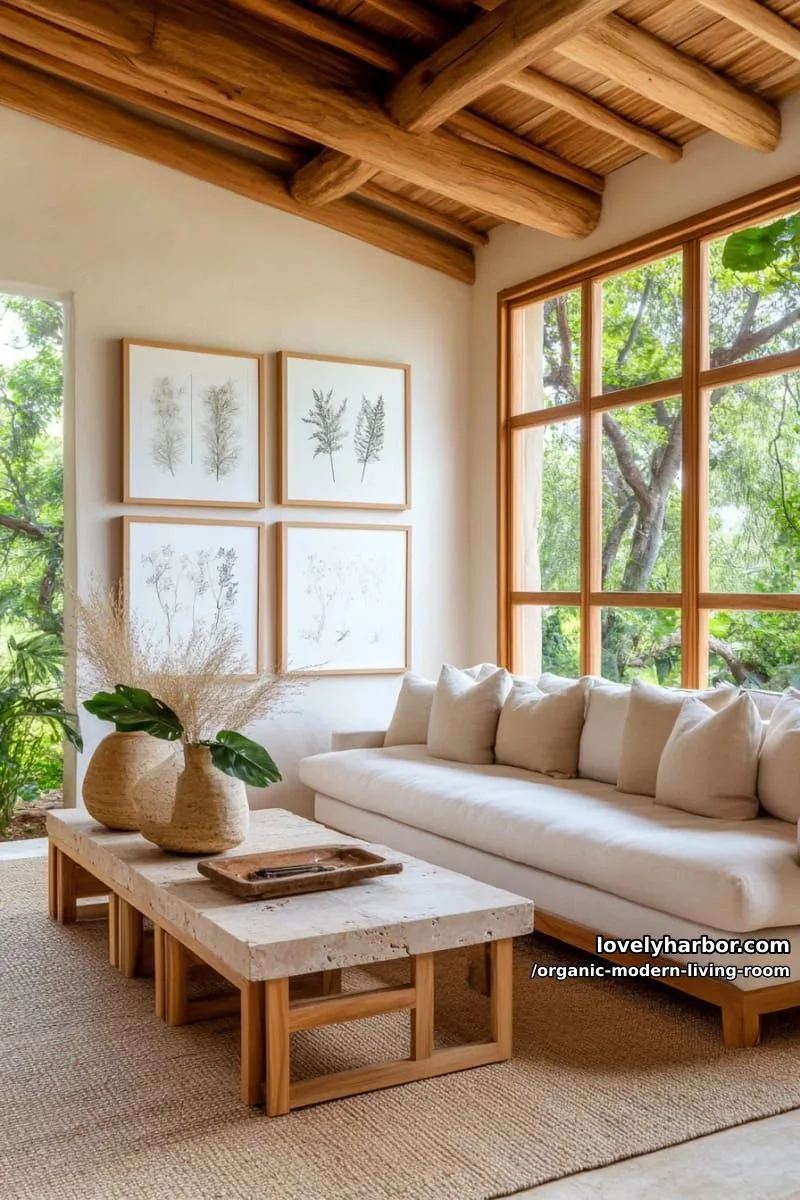 showcase a gallery wall of botanical sketches in thin wooden frames 1