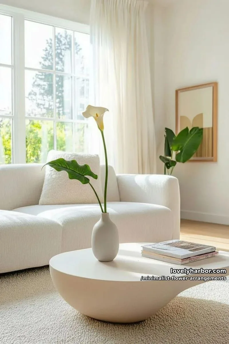15 Chic Minimalist Flower Arrangements: Simple Designs with Huge Impact 3 single calla lily in matte ceramic vase with negative space 1