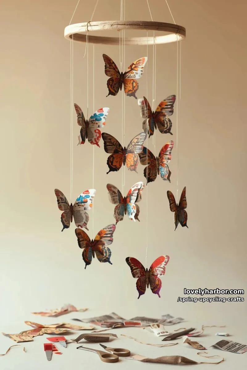 spring butterfly mobiles from recycled magazines 1