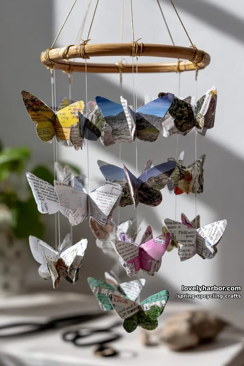 spring butterfly mobiles from recycled magazines 1