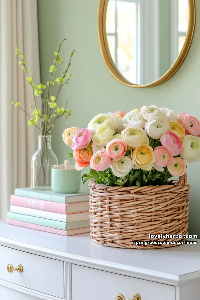 21 Unique Spring Bedroom Decor Ideas For 2026 39 style your dresser with a stack of pastel books and a basket of ranunculus. 1