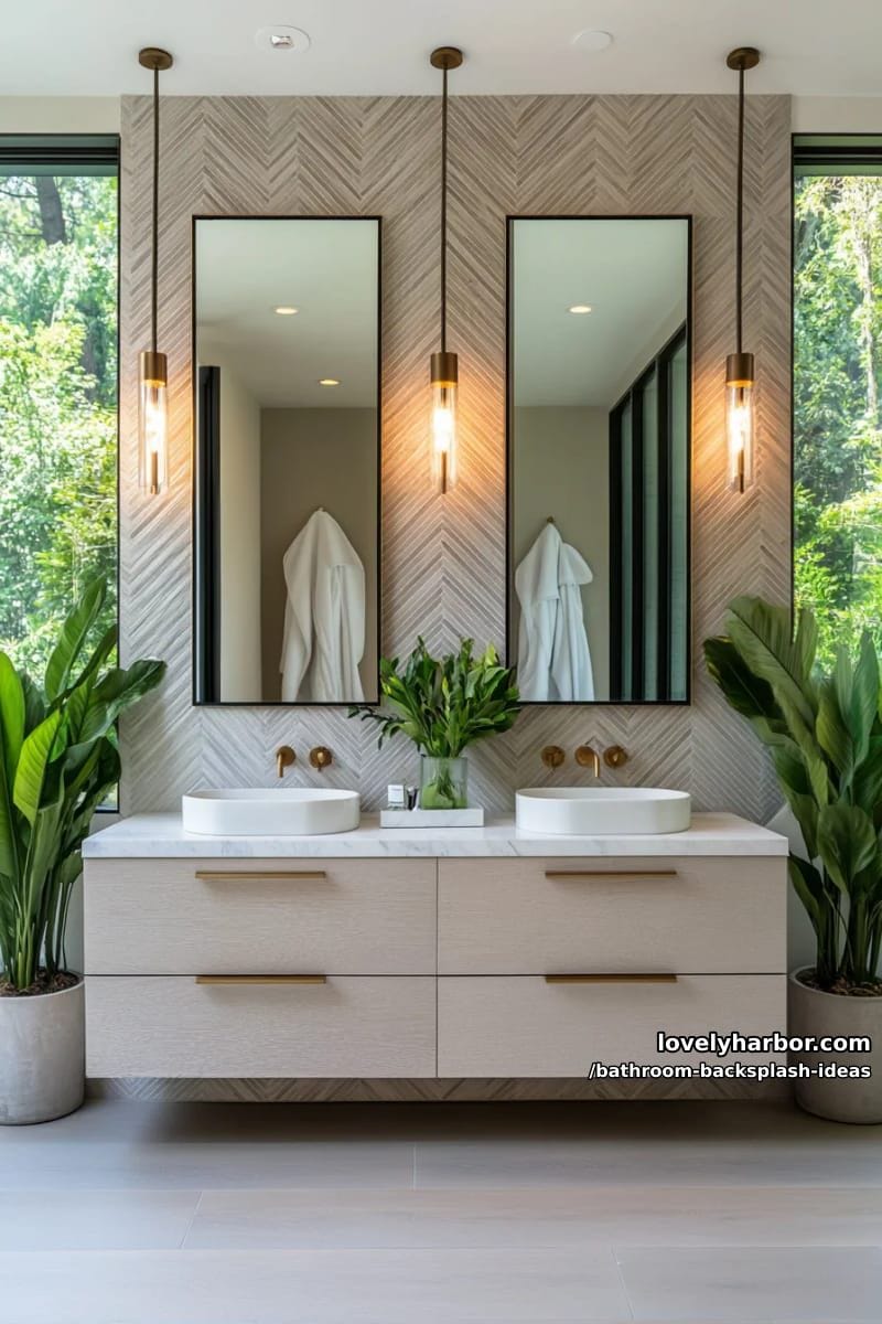 textured white chevron tiles that play with light and shadow 1