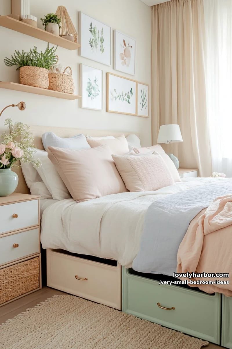 under-bed storage drawers with soft pastel color accents 1