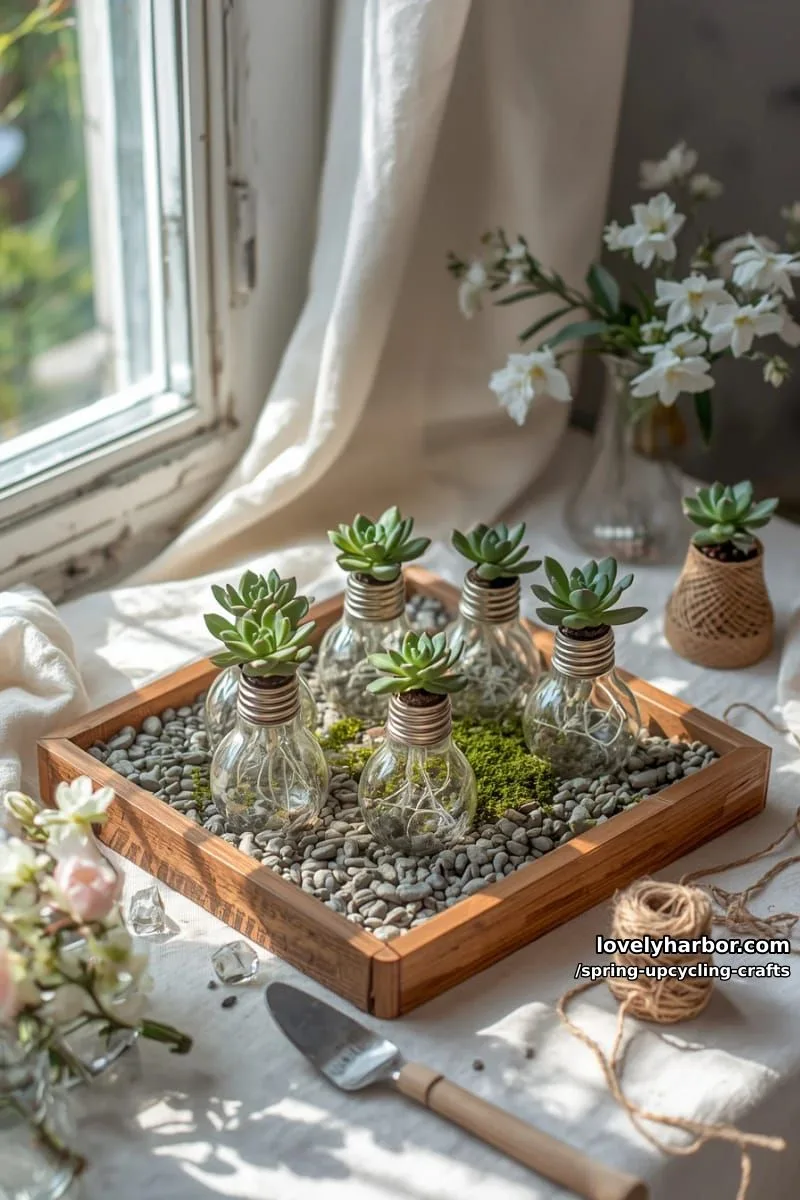 upcycled light bulb mini vases for tiny succulents 1