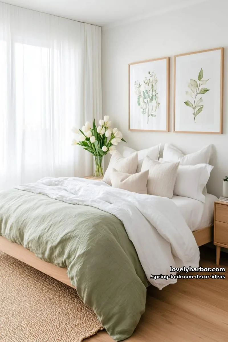 21 Unique Spring Bedroom Decor Ideas For 2026 16 use a soft sage green duvet for a calming, modern spring bedroom retreat. 1