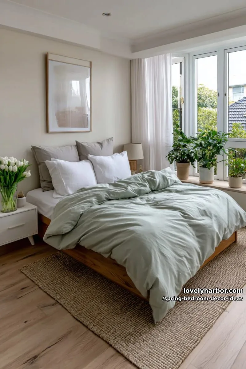 21 Unique Spring Bedroom Decor Ideas For 2026 17 use a soft sage green duvet for a calming, modern spring bedroom retreat. 1