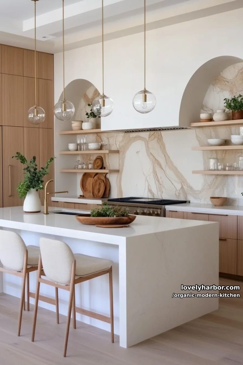 use archway niches for display, blending organic shapes with minimalist lines. 1