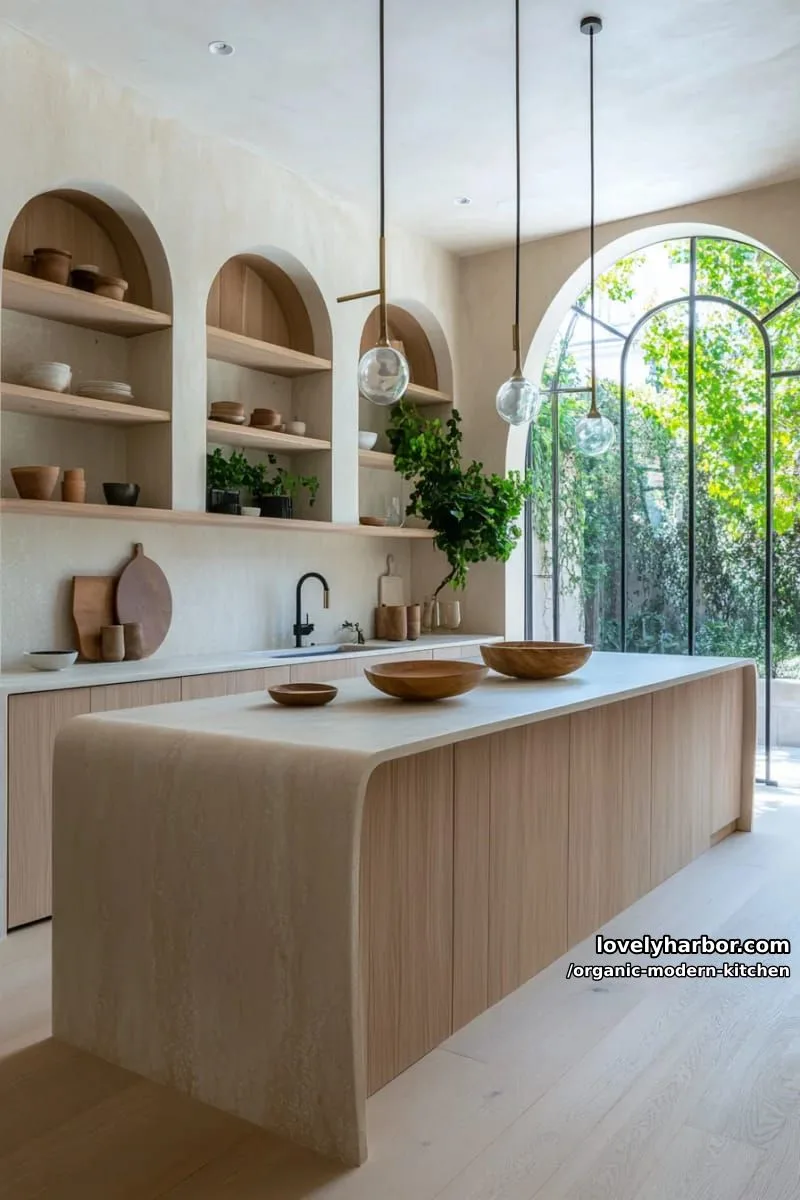 use archway niches for display, blending organic shapes with minimalist lines. 1