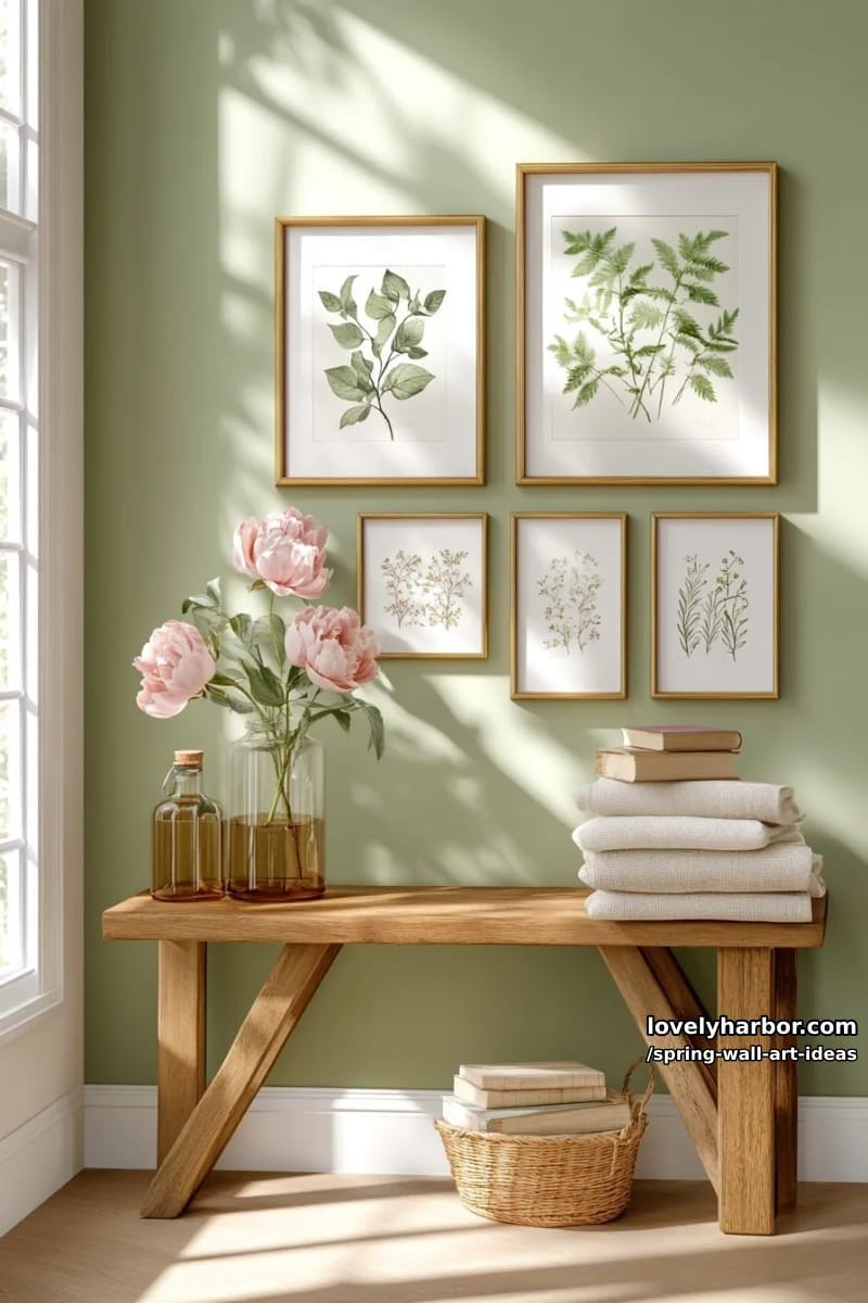 vintage-inspired botanical prints with delicate gold frames for a classic touch 1