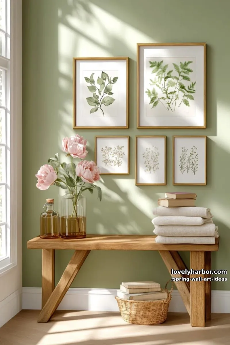 vintage-inspired botanical prints with delicate gold frames for a classic touch 1