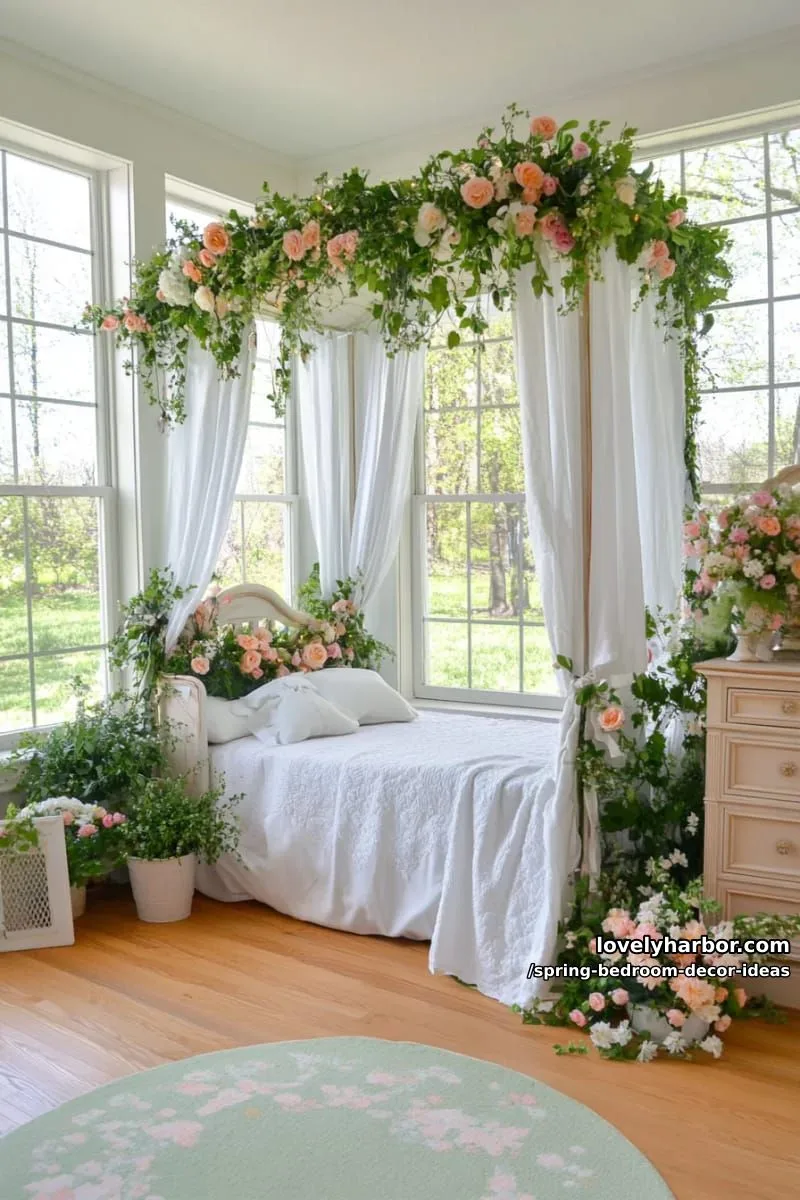 21 Unique Spring Bedroom Decor Ideas For 2026 54 weave trailing ivy and blossoms around a canopy bed for enchanted forest vibes. 1