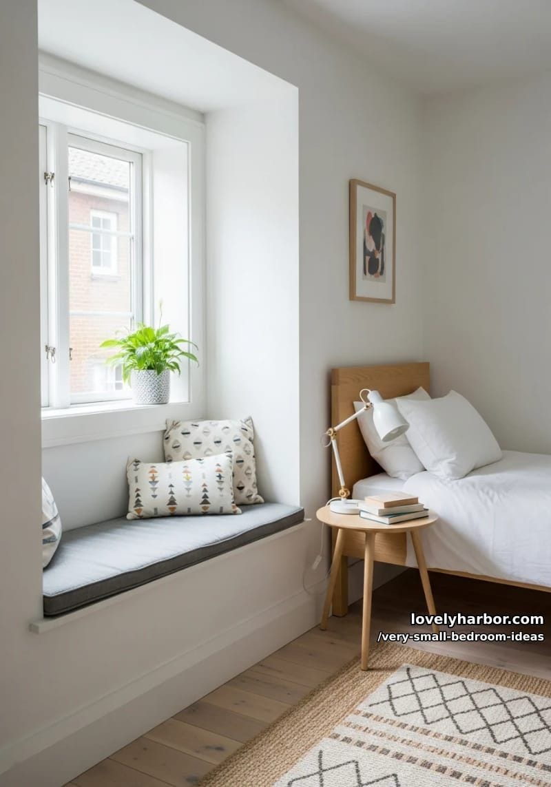 window ledge transformed into a mini seating bench 1