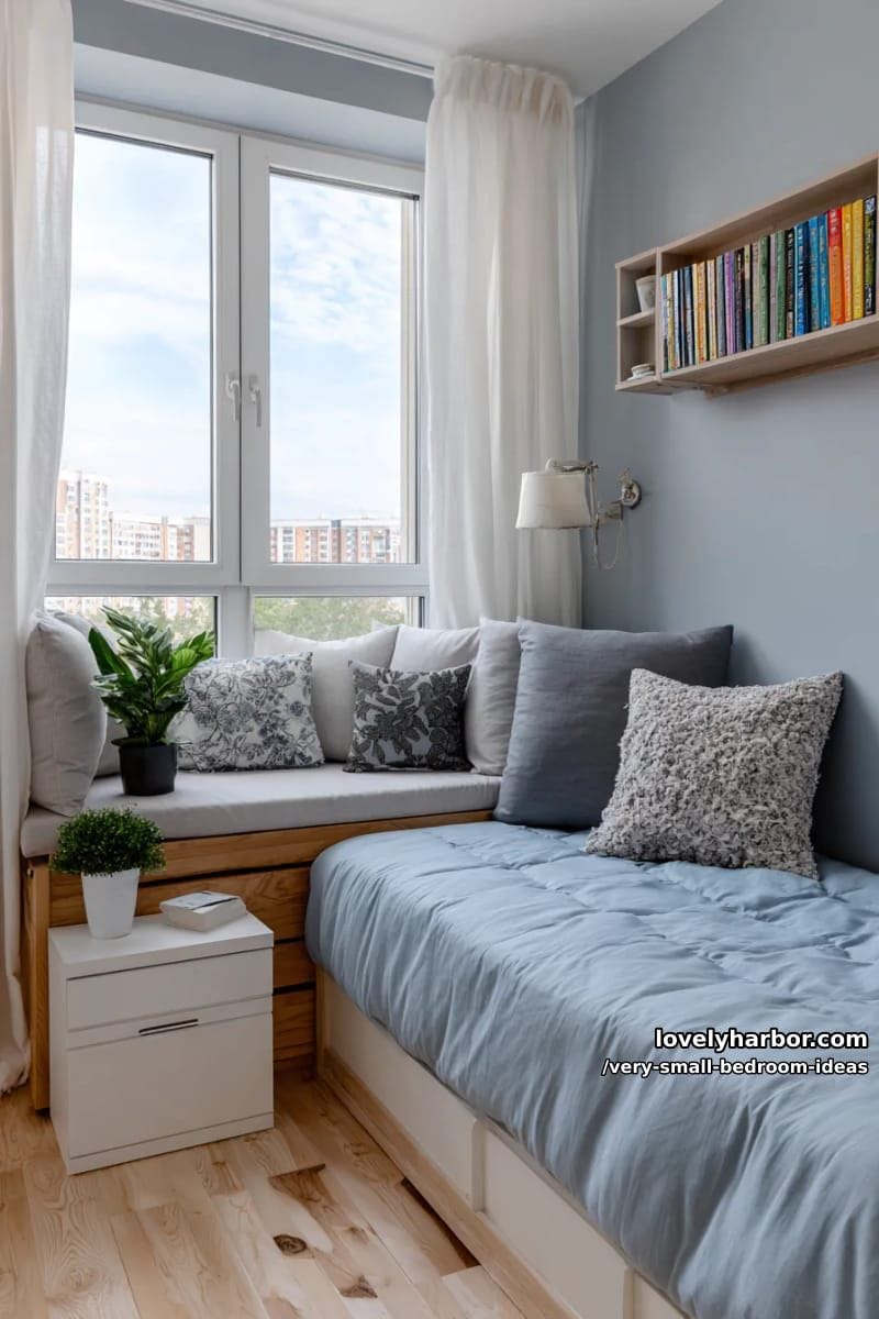 window ledge transformed into a mini seating bench 1