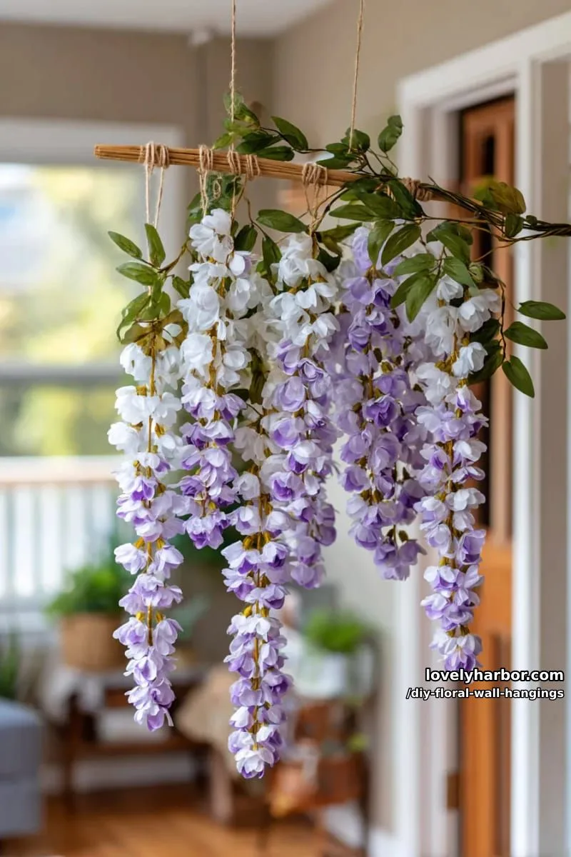 wisteria-inspired cascading blooms from tissue paper for a romantic entryway 1