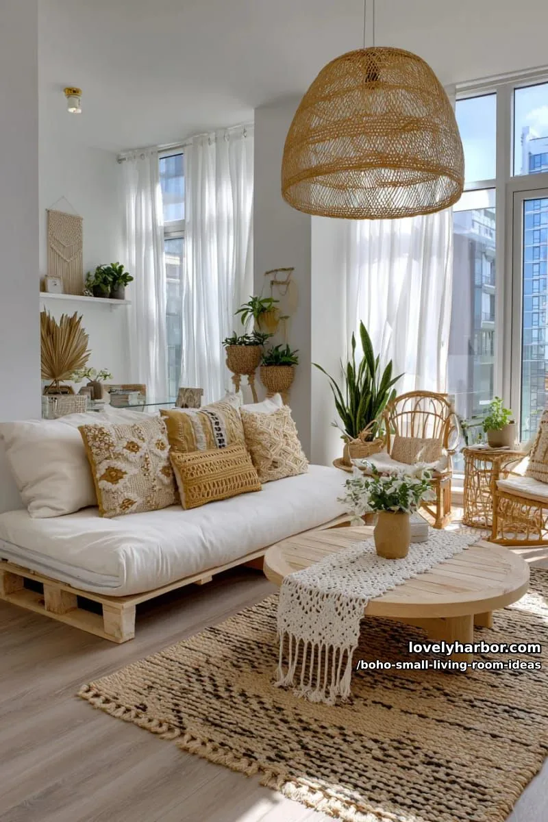 15 Boho Small Living Rooms Ideas That Turn Tiny Spaces Into Cozy Sanctuaries 31 add a woven pendant lamp for soft, natural lighting and texture. 1