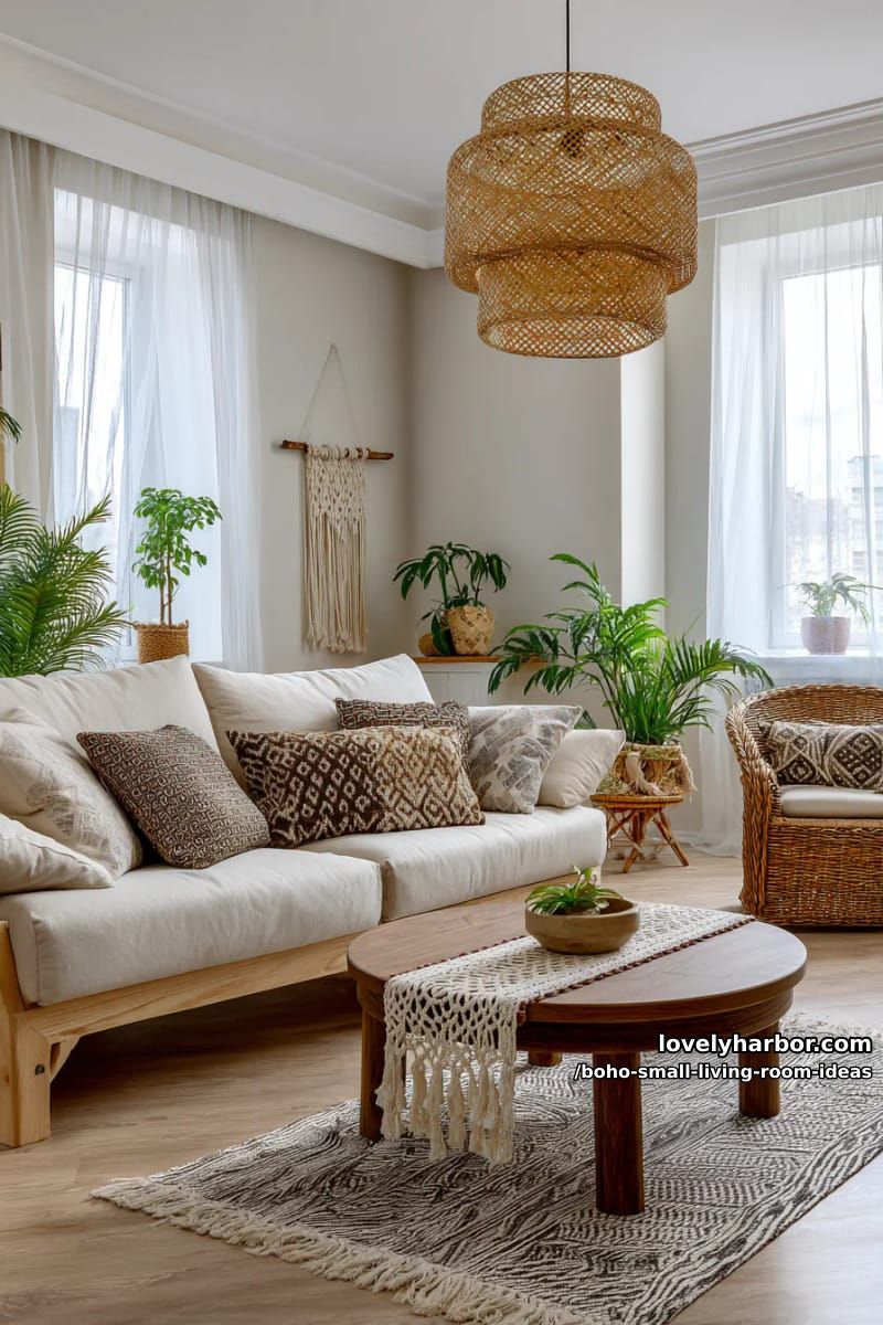 add a woven pendant lamp for soft, natural lighting and texture. 1