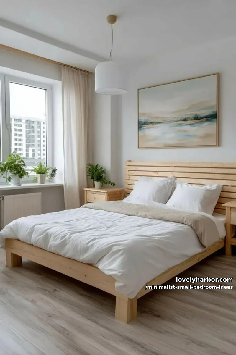 all-white walls and a light wood slatted headboard for airy vibes 1