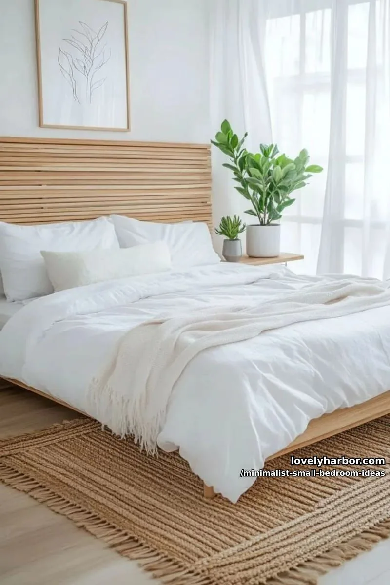 all-white walls and a light wood slatted headboard for airy vibes 1
