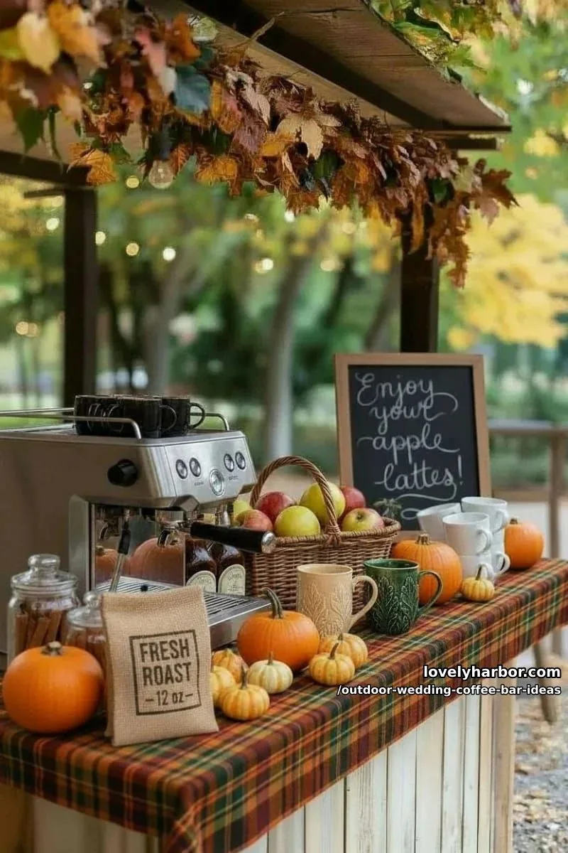 autumn harvest coffee bar with caramel apple lattes and cinnamon sticks 1