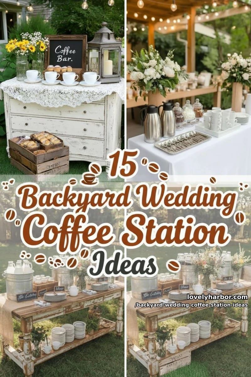 15 Backyard Wedding Coffee Station Ideas For Your Reception 34 backyard wedding coffee station ideas - Collage 33