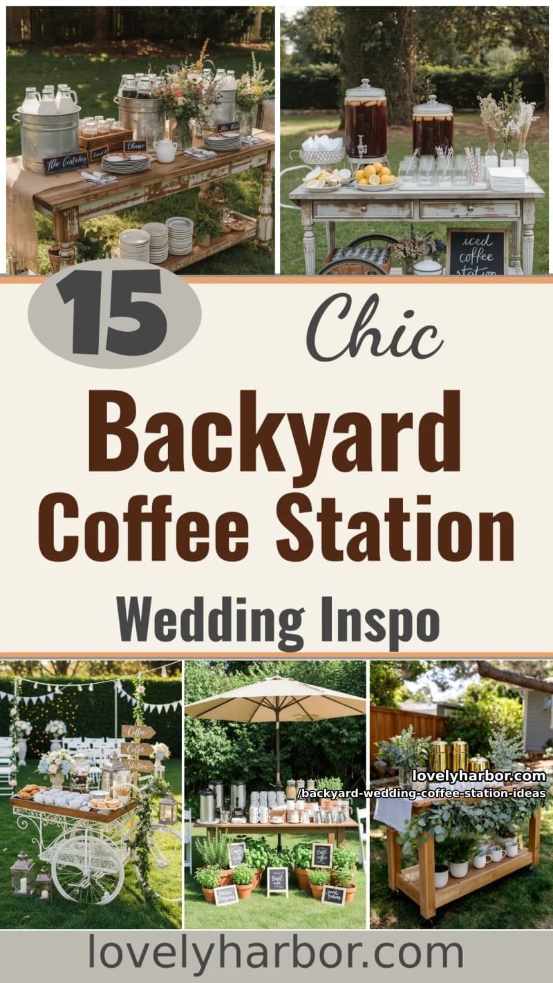 15 Backyard Wedding Coffee Station Ideas For Your Reception 43 backyard wedding coffee station ideas - Collage 42