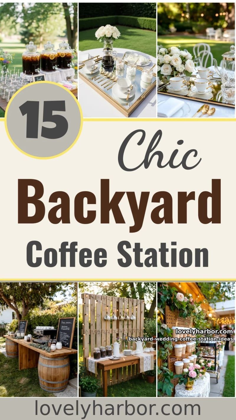 15 Backyard Wedding Coffee Station Ideas For Your Reception 46 backyard wedding coffee station ideas - Collage 45
