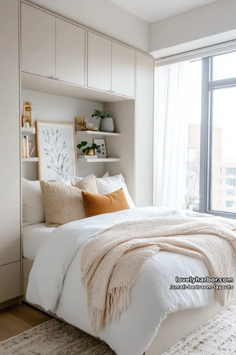 bed tucked under wall-to-wall cabinetry for seamless storage 1