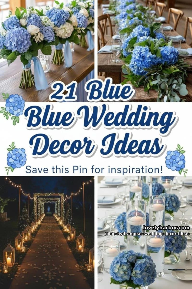 21 Blue Hydrangeas Wedding Decor Ideas For A Soft Romance Touch 48 blue hydrangeas wedding decor ideas - Collage 47