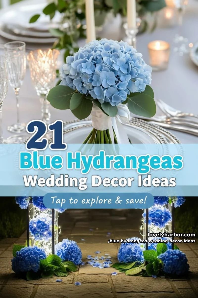 21 Blue Hydrangeas Wedding Decor Ideas For A Soft Romance Touch 49 blue hydrangeas wedding decor ideas - Collage 48