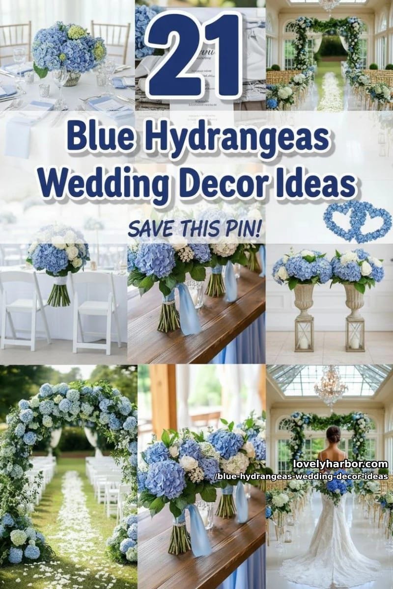 21 Blue Hydrangeas Wedding Decor Ideas For A Soft Romance Touch 51 blue hydrangeas wedding decor ideas - Collage 50
