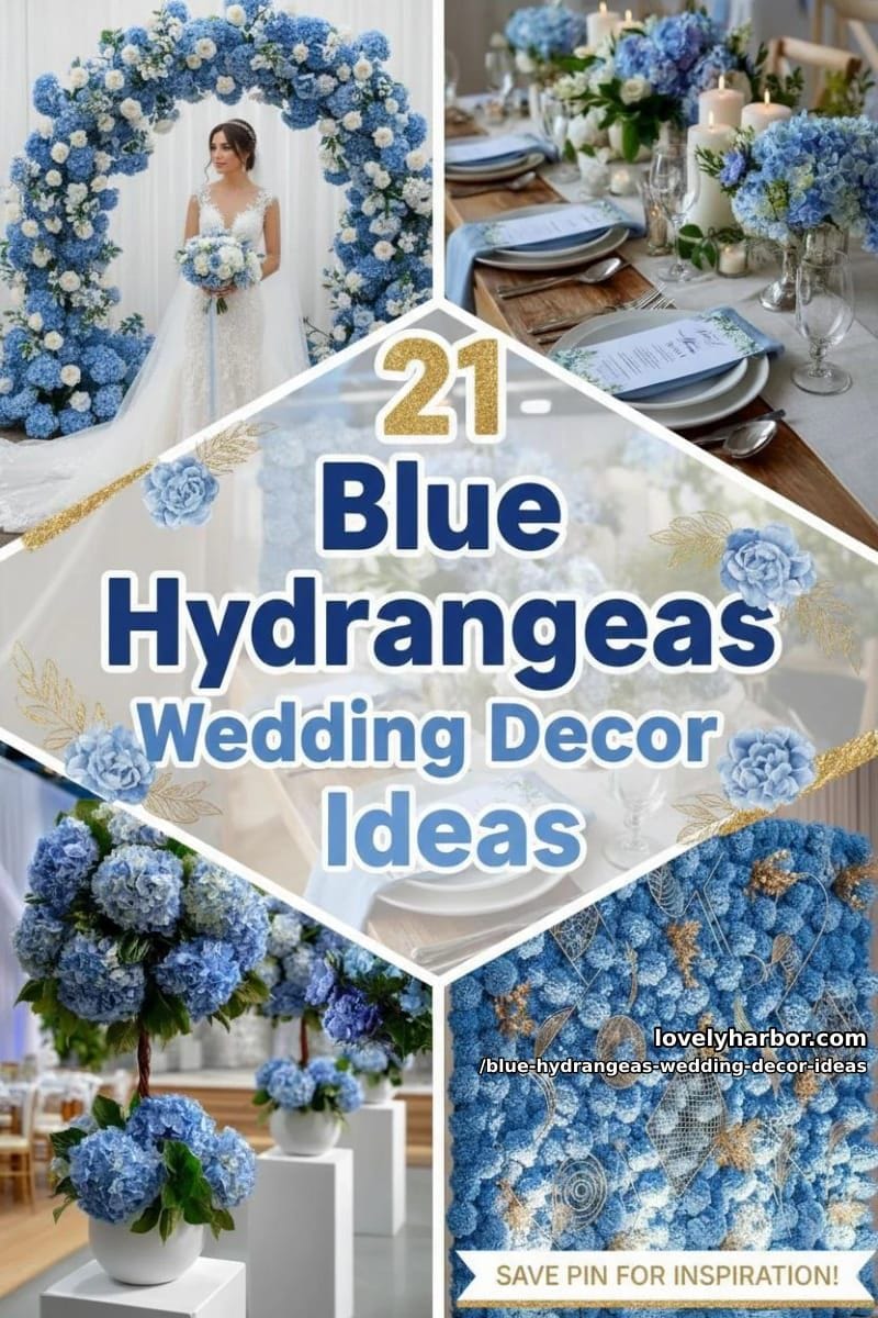 21 Blue Hydrangeas Wedding Decor Ideas For A Soft Romance Touch 52 blue hydrangeas wedding decor ideas - Collage 51
