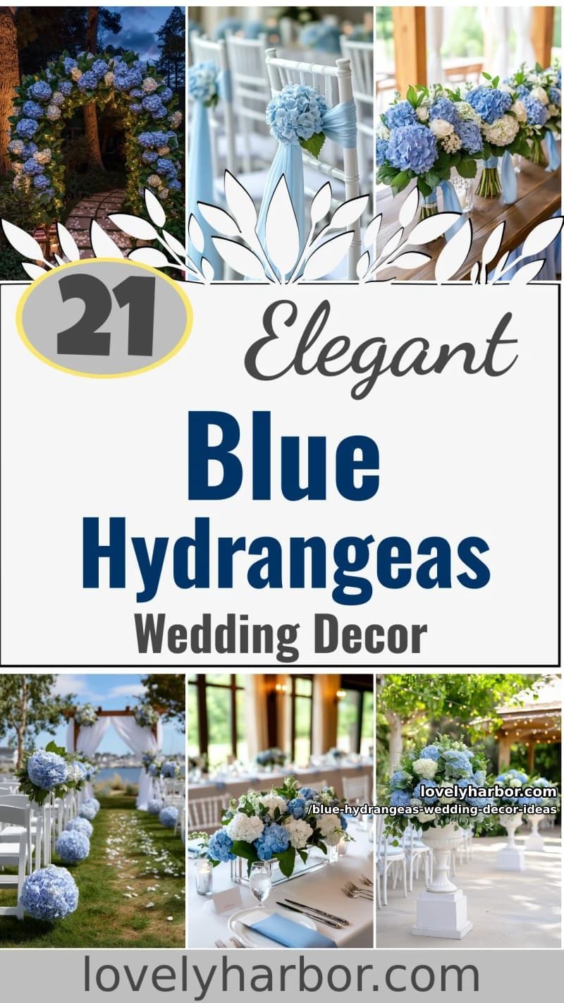 21 Blue Hydrangeas Wedding Decor Ideas For A Soft Romance Touch 55 blue hydrangeas wedding decor ideas - Collage 54