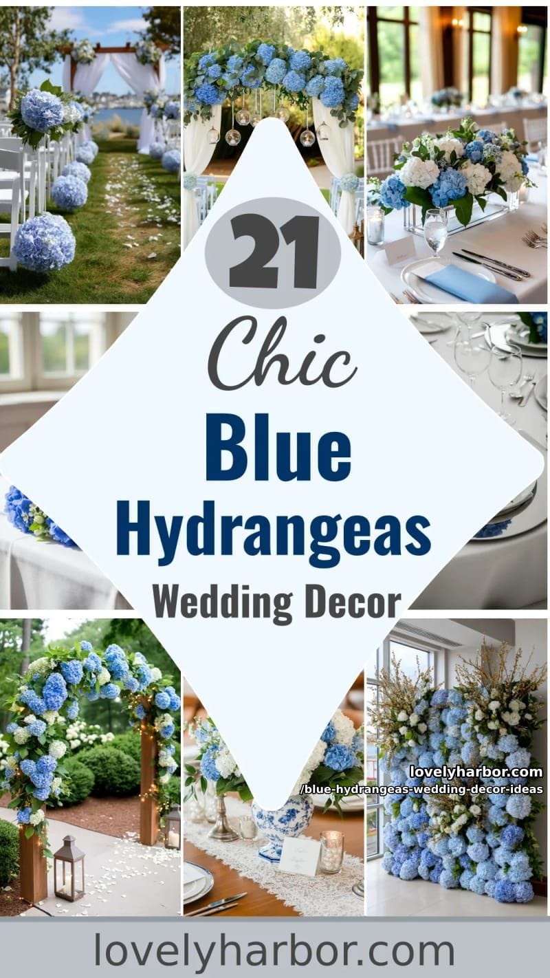 21 Blue Hydrangeas Wedding Decor Ideas For A Soft Romance Touch 56 blue hydrangeas wedding decor ideas - Collage 55