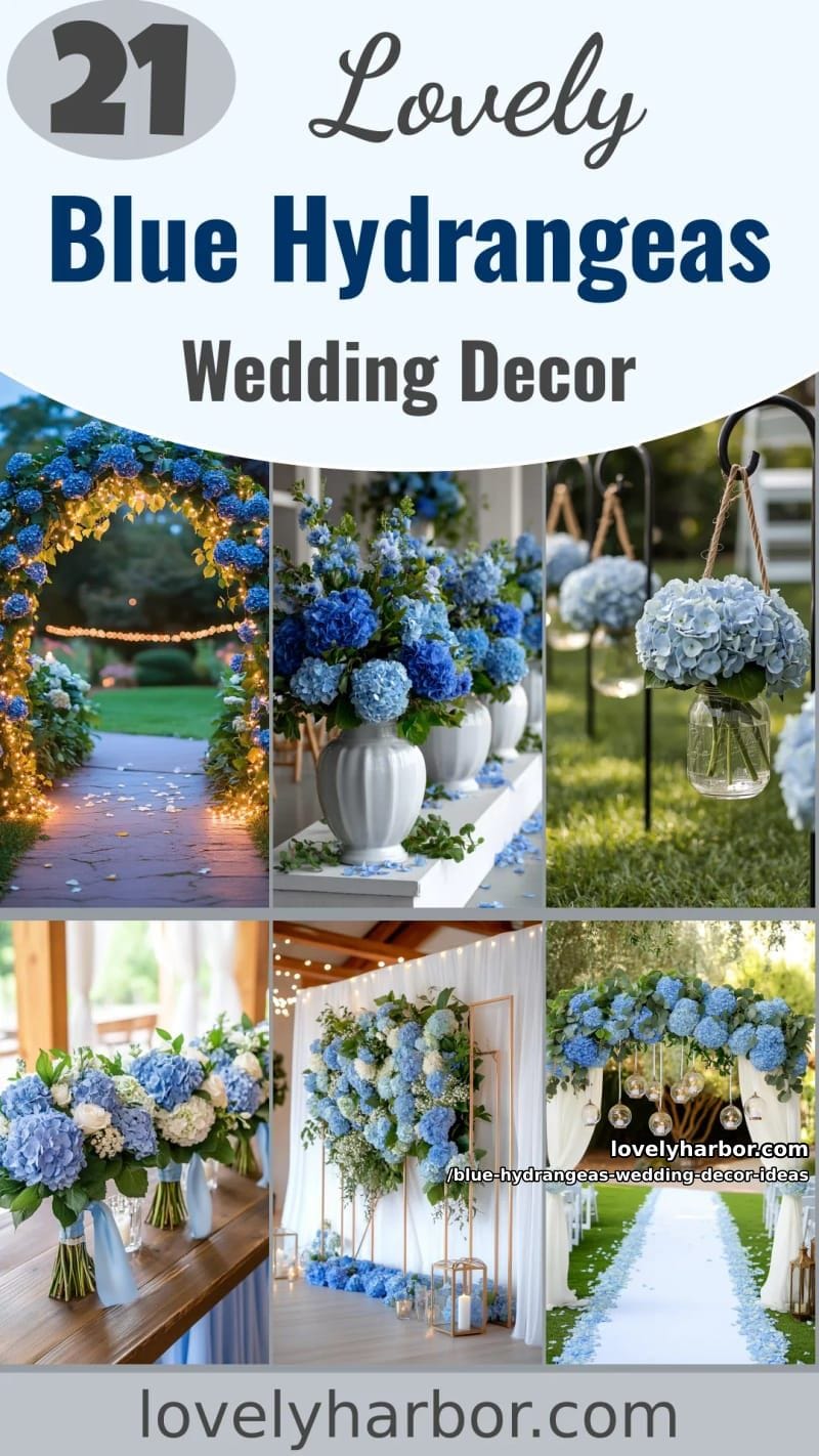 21 Blue Hydrangeas Wedding Decor Ideas For A Soft Romance Touch 58 blue hydrangeas wedding decor ideas - Collage 57