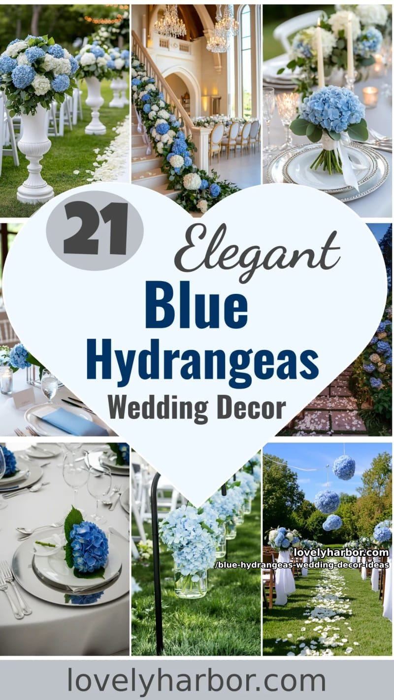 21 Blue Hydrangeas Wedding Decor Ideas For A Soft Romance Touch 60 blue hydrangeas wedding decor ideas - Collage 59