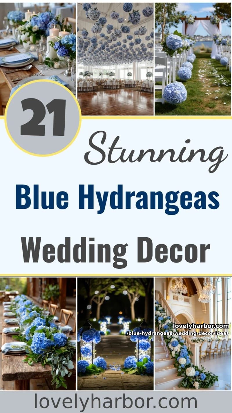 21 Blue Hydrangeas Wedding Decor Ideas For A Soft Romance Touch 61 blue hydrangeas wedding decor ideas - Collage 60