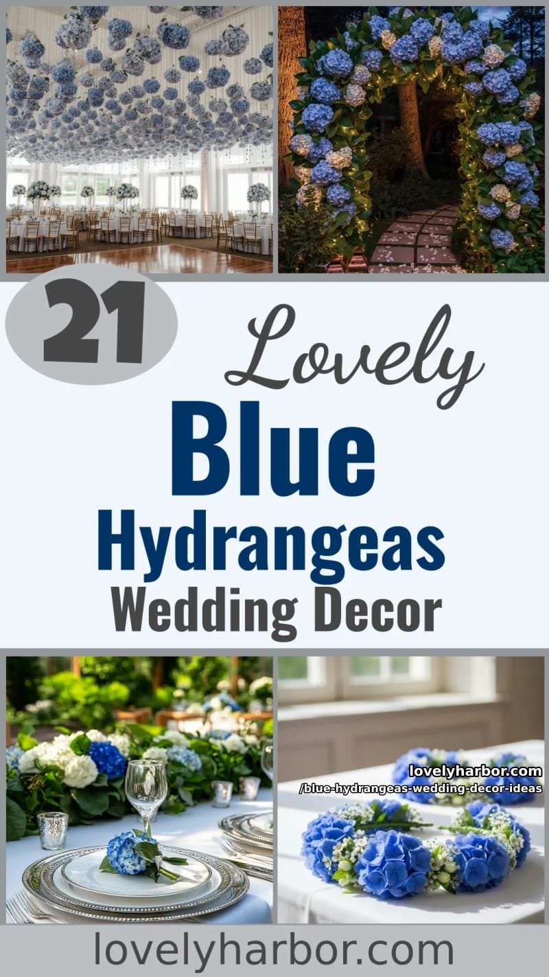 21 Blue Hydrangeas Wedding Decor Ideas For A Soft Romance Touch 64 blue hydrangeas wedding decor ideas - Collage 63