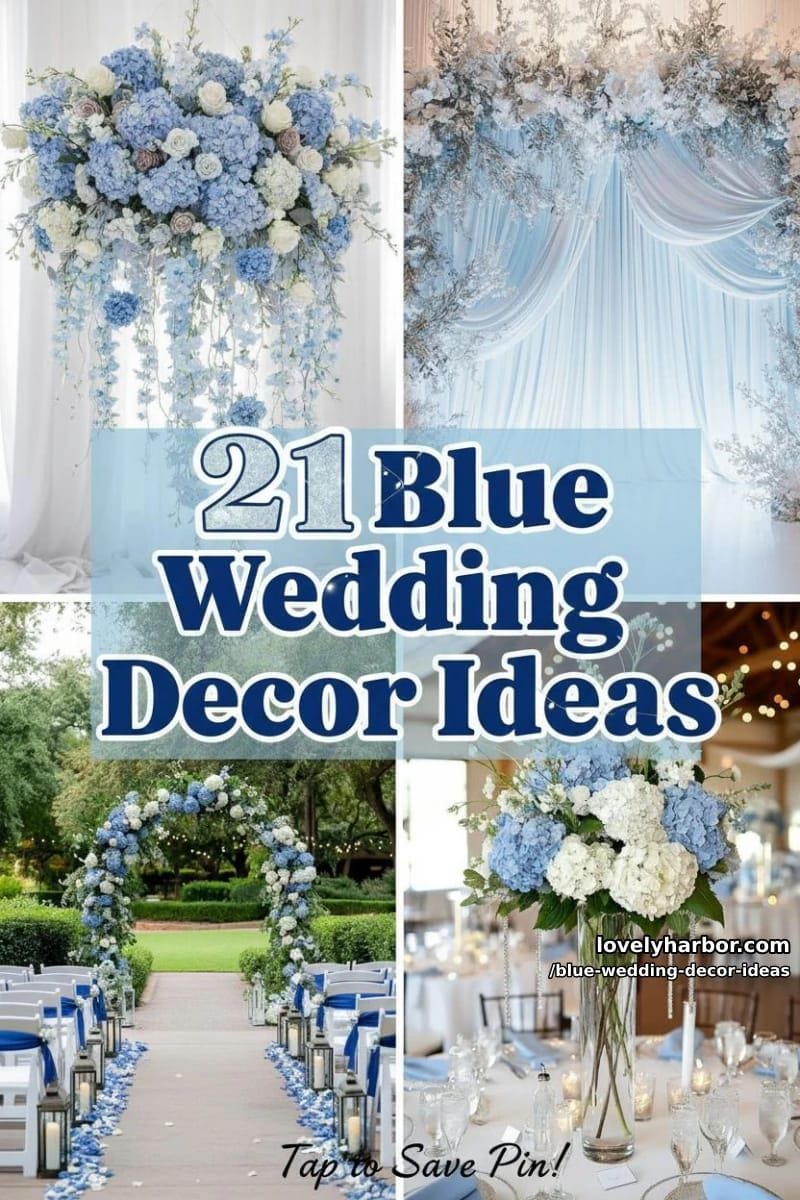 21 Blue Wedding Decor Ideas To Create A Memorable Day 51 blue wedding decor ideas - Collage 50