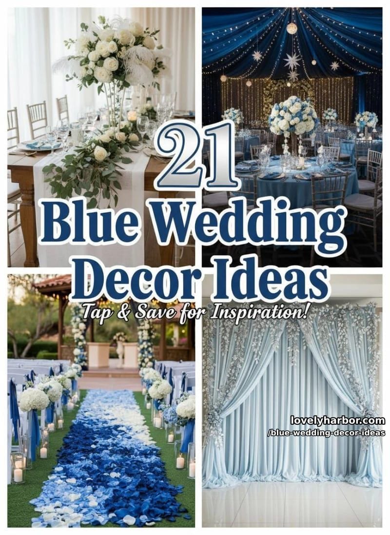 21 Blue Wedding Decor Ideas To Create A Memorable Day 54 blue wedding decor ideas - Collage 53