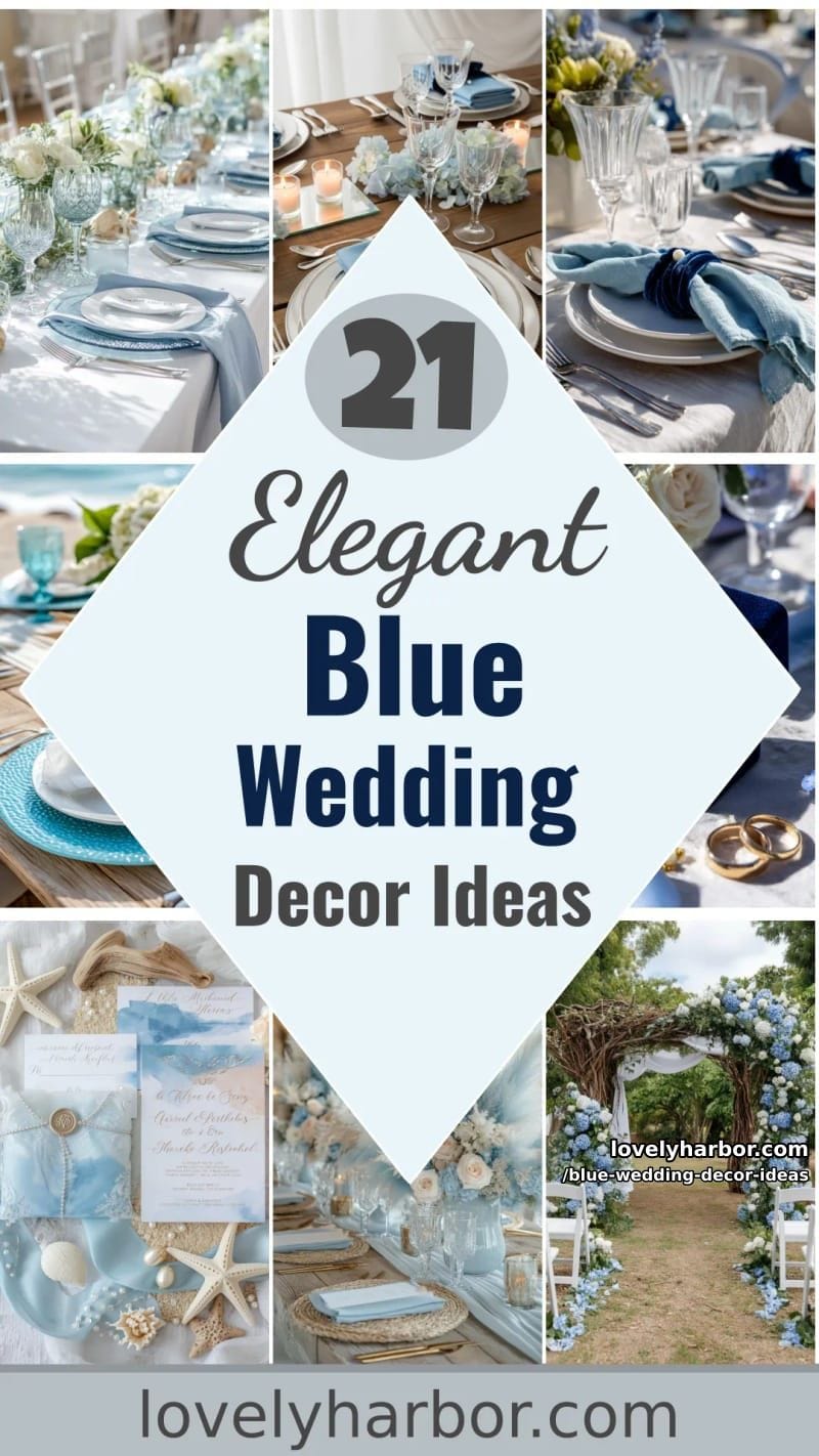 21 Blue Wedding Decor Ideas To Create A Memorable Day 57 blue wedding decor ideas - Collage 56