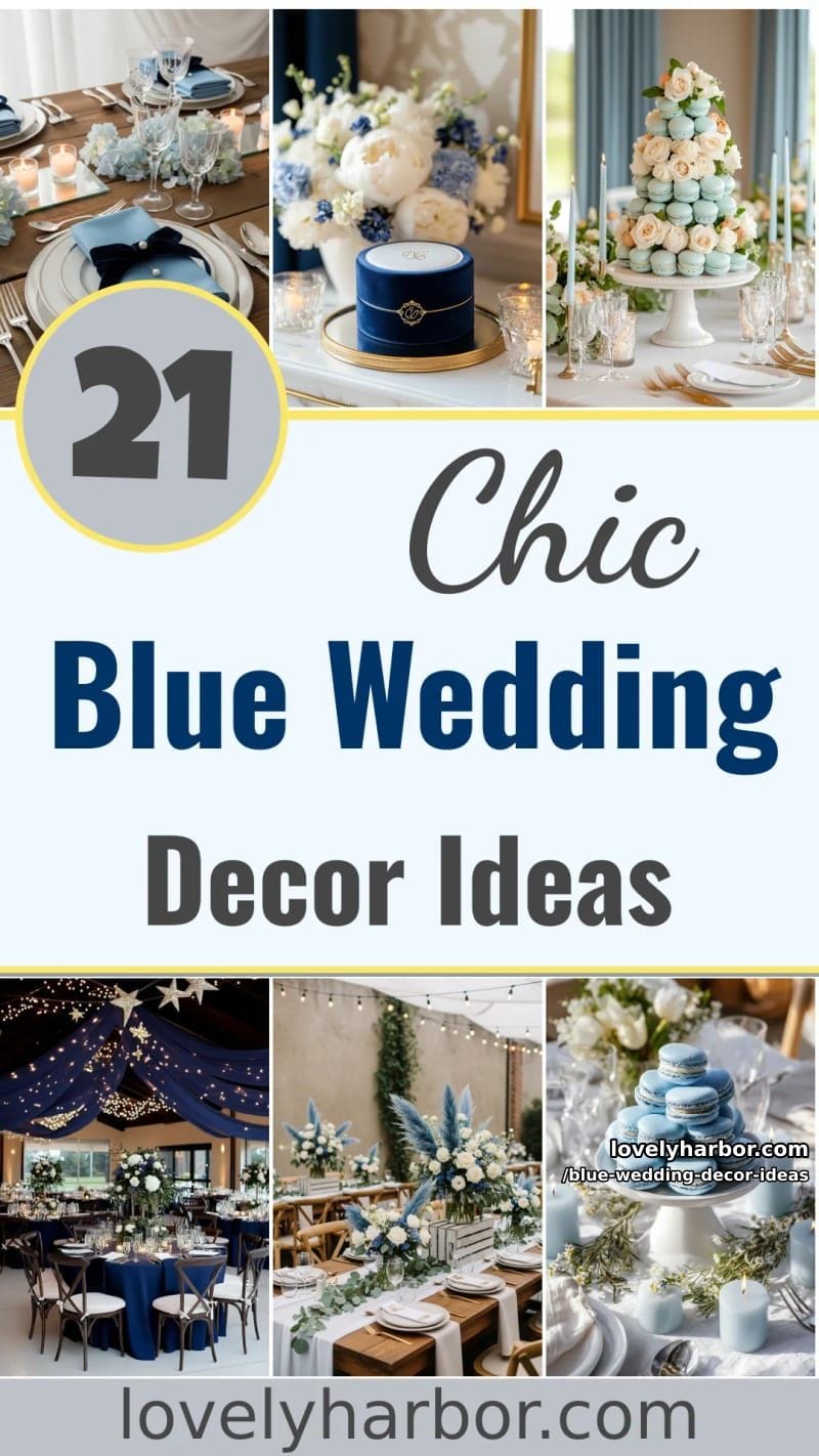 21 Blue Wedding Decor Ideas To Create A Memorable Day 60 blue wedding decor ideas - Collage 59
