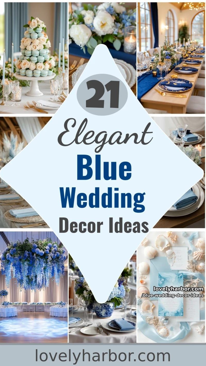 21 Blue Wedding Decor Ideas To Create A Memorable Day 61 blue wedding decor ideas - Collage 60