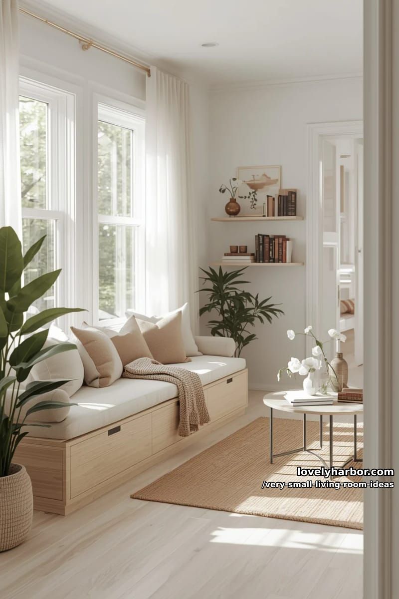 built-in bench seating with hidden storage beneath the windows 1