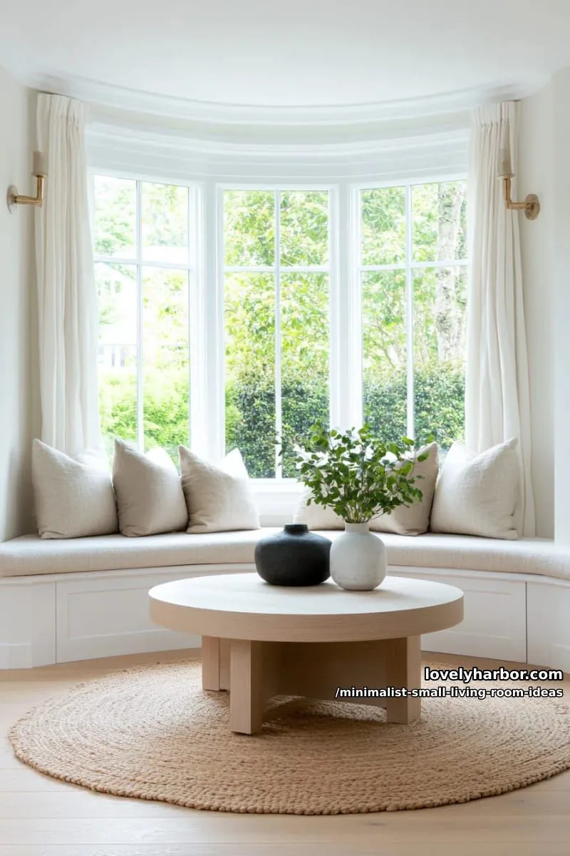 built-in bench seating wrapped around a bay window nook 1