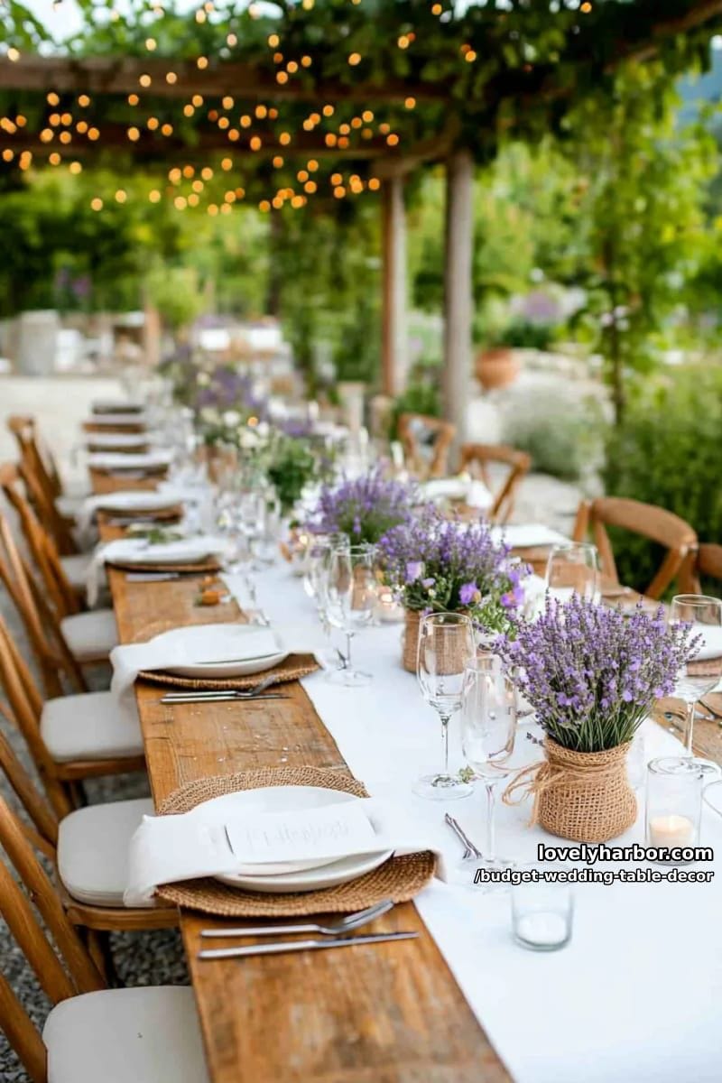 bundles of dried lavender tied with twine laid atop minimalist white linens 1