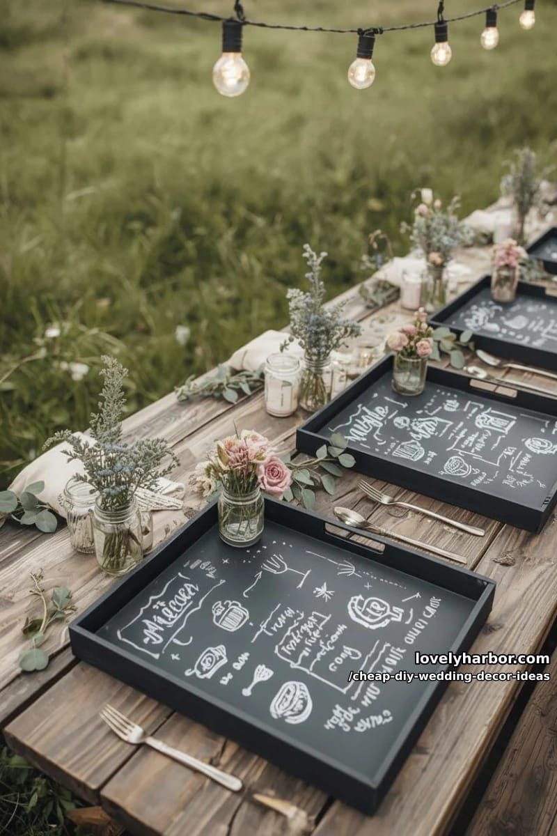 chalkboard painted trays for creative food or drink menus 1