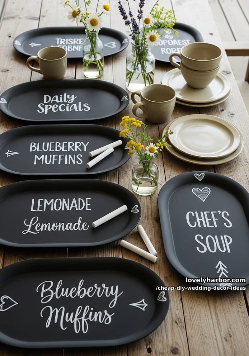 chalkboard painted trays for creative food or drink menus 1