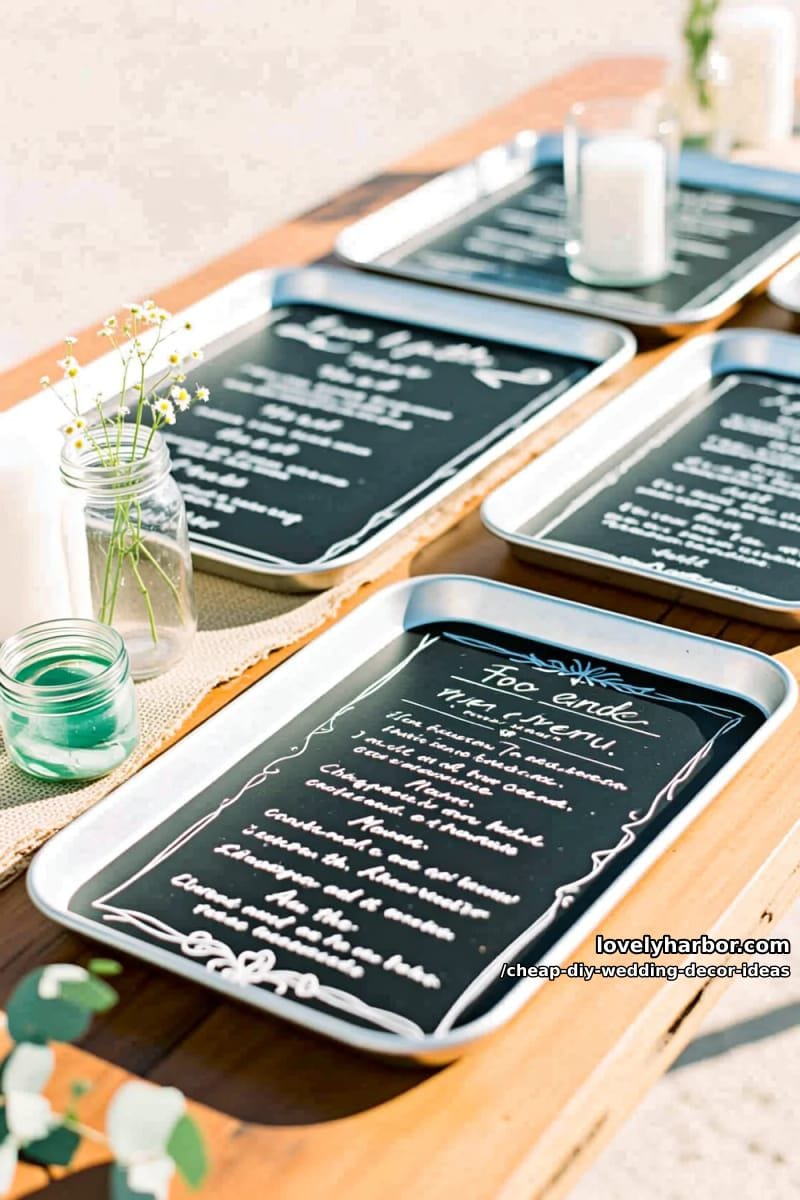 chalkboard painted trays for creative food or drink menus 1