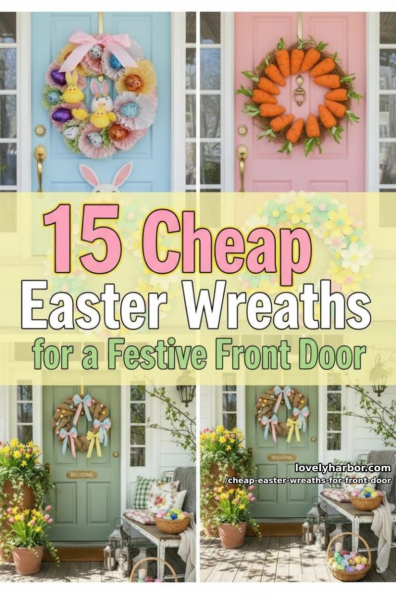 15 Cheap Easter Wreaths For Front Door That Look Cute Without the Cost 40 cheap easter wreaths for front door - Collage 39